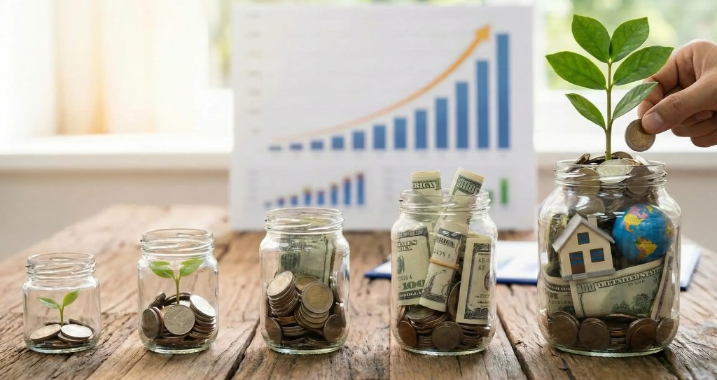 jars of money for retirement savings